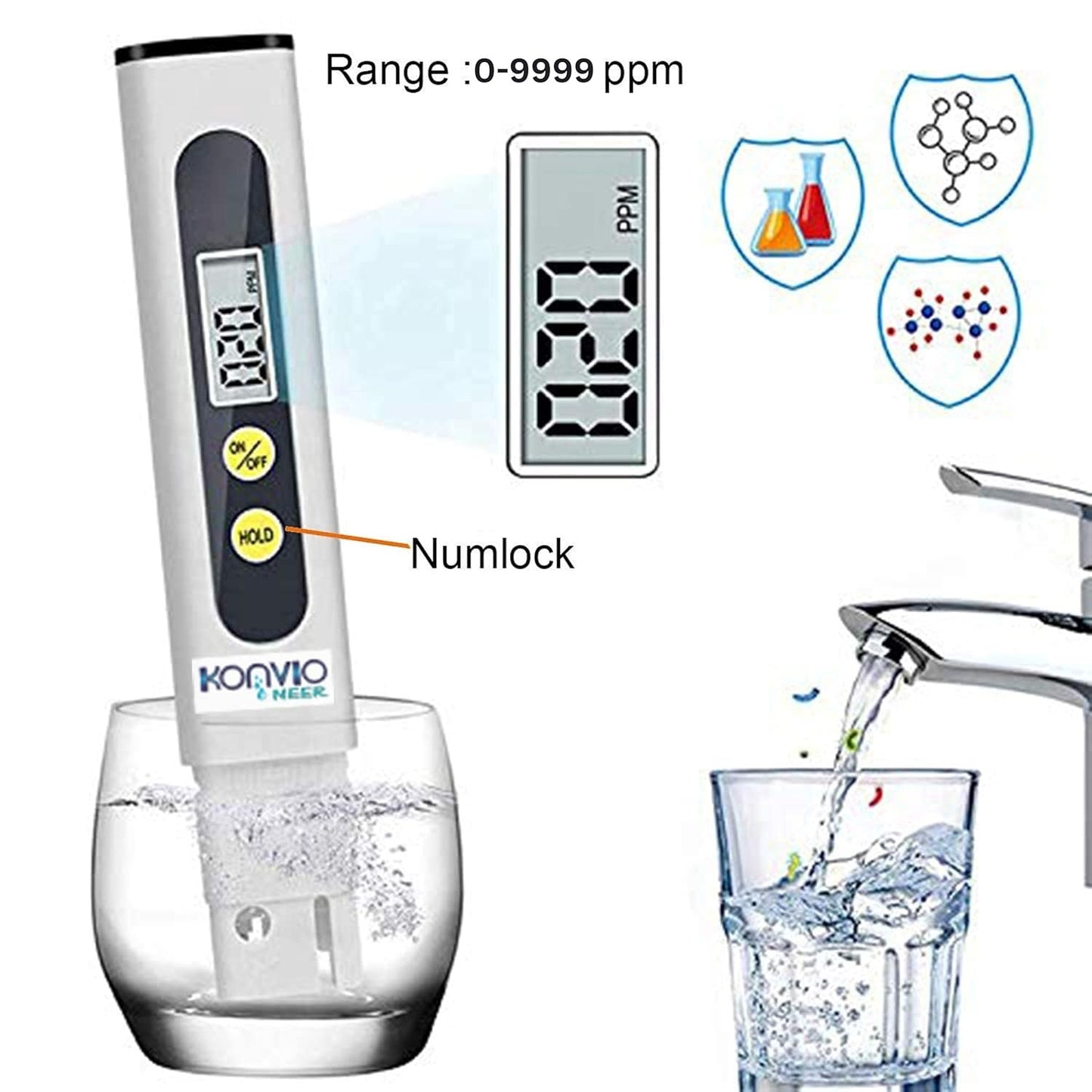 Konvio Neer TDS Meter for Water Testing | Digital TDS meter| PPM Tester for Drinking Water, RO, Aquarium & Hydroponics | Total Dissolved Solids meter