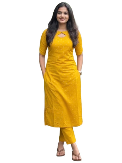 ANNI Designer Women's Viscose Straight Printed Kurta with Pant | Ethnic Indian Kurta Set | Round Neck Keyhole Design | Elbow Sleeve Traditional Dress | Office Occasion Outfit