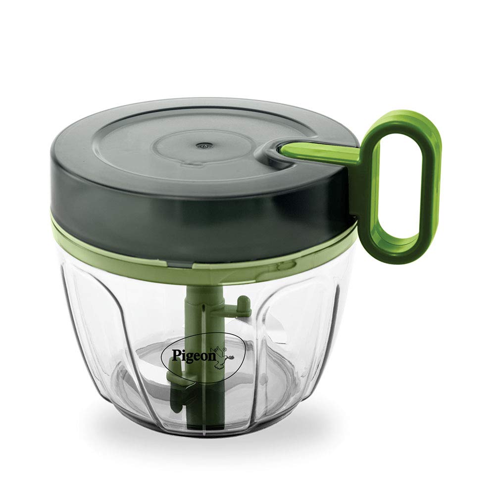 Pigeon Polypropylene Mini Handy and Compact Chopper with 3 Blades for Effortlessly Chopping Vegetables and Fruits for Your Kitchen (12420, Green, 400 ml)