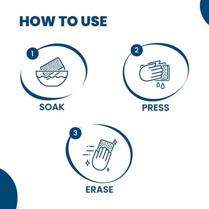 Happi Planet Magic Eraser | Pack of 4 | No Scratch Multi-Surface Cleaning Sponge | Removes 100+ Tough Stains | Just Add Water | Walls, Kitchen, Bathroom, Shoes & Switch Boards