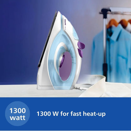 Philips Steam Iron GC1905/21 (World no. 1 Ironing Brand) – Black non-stick soleplate, Powerful 17gm/min steam output & 1300 W Quick heat-up