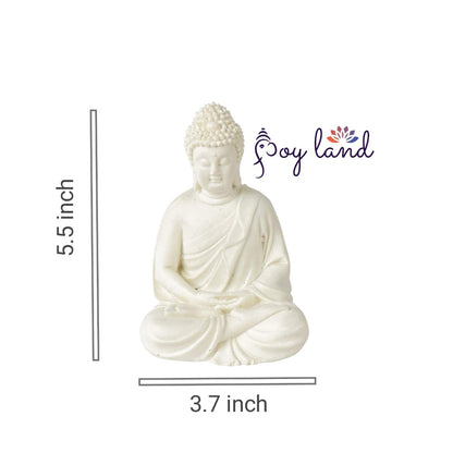 JOY LAND Set of 3 Premium Rare Handcrafted Polymarble Meditation/Dhyan Buddha Statue Lord Figurine/Idol (Multi, 5.5-inch)