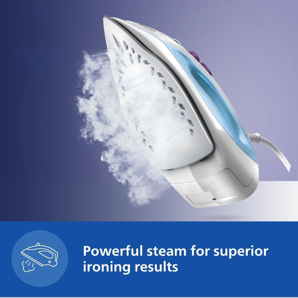 Philips Steam Iron GC1905/21 (World no. 1 Ironing Brand) – Black non-stick soleplate, Powerful 17gm/min steam output & 1300 W Quick heat-up