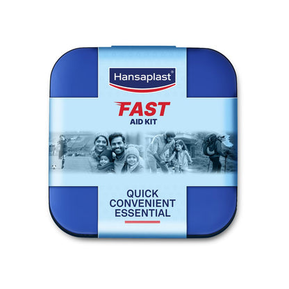 Hansaplast Fast Aid Kit | Emergency Medical Kit for Home, Office, Travel, Car, Sports, Outdoor | Multi-Use Pack for Cuts, Wounds & Injuries | Lightweight & Compact | 9 Items - 38 Pieces