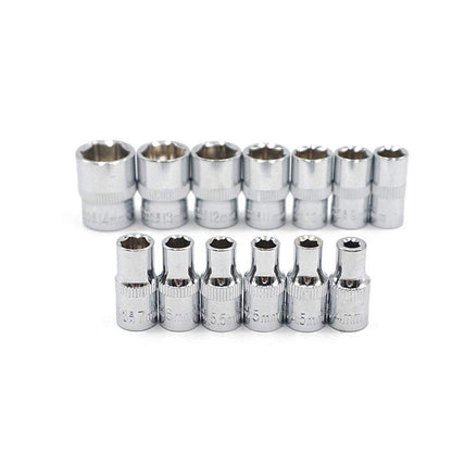 FBT 46Pcs 1/4 Inch Drive Box End Socket Set, Metric Ratchet Wrench Set With 4-14Mm Cr-V Sockets, S2 Bits,Extension Bars, Mechanic Tool Kits For Household Auto Repair (Blue), Chrome Vanadium Steel