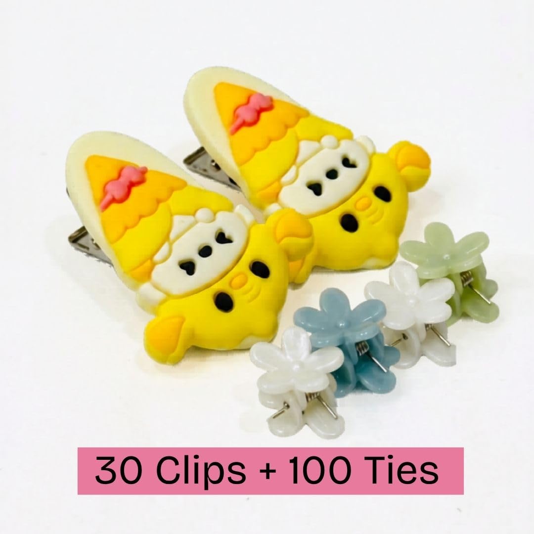 160 Pcs Baby Girl Hair Accessories Combo – 20 Mini Hair Clips, 10 Cute Cartoon Fruit Clips & 100 Soft Elastic & 30 Mini Elastic | Hair Ties | Multicolor Hair Bands & Hair Pins Set for Infants, Toddlers & Kids (0–5 Years) | TheStoreVibe