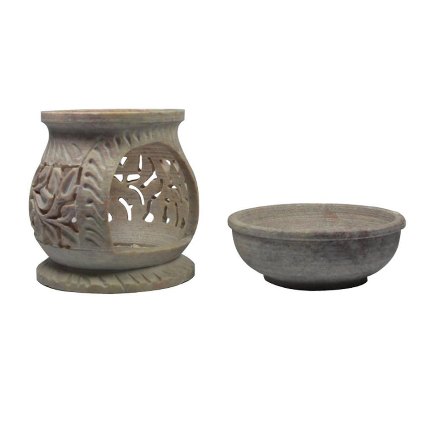 Pure Source India Floral Cut-Out Aroma Oil Burner – Ceramic Wax Melt Warmer with Tealight Holder