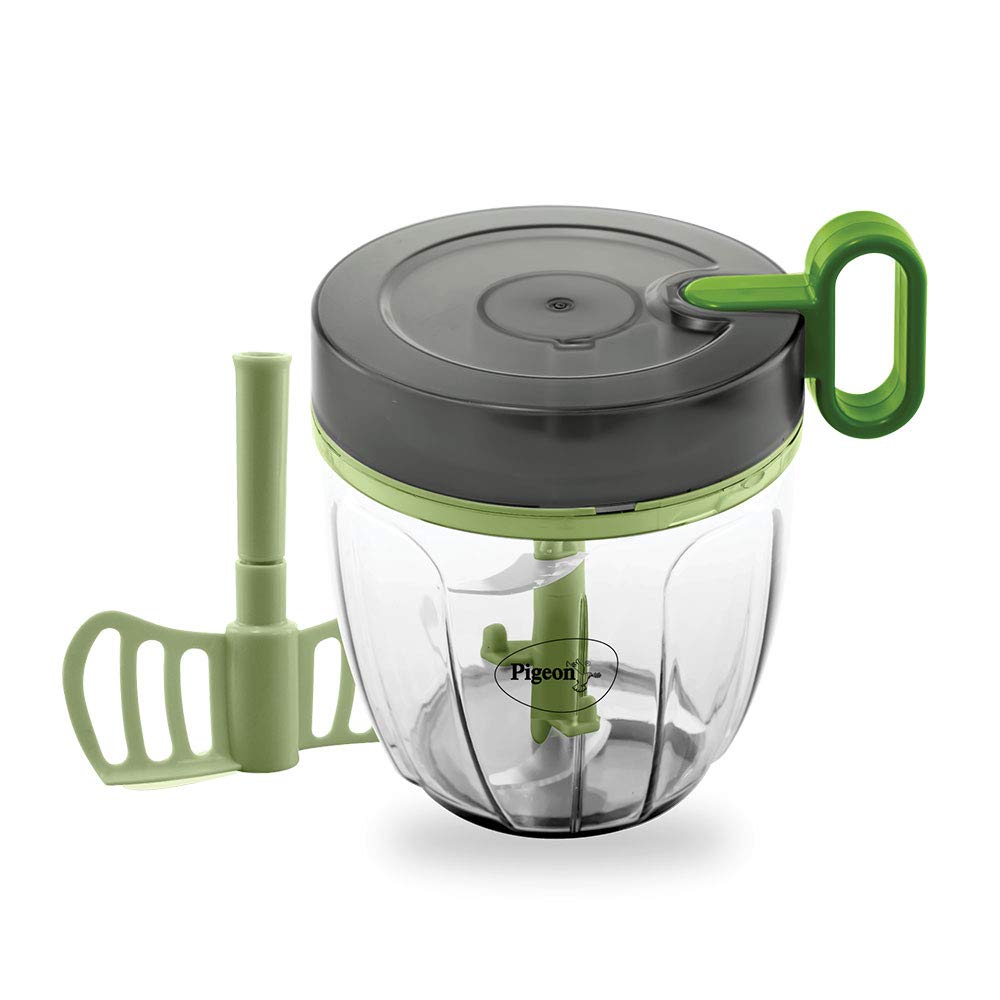 Pigeon Polypropylene Mini Handy and Compact Chopper with 3 Blades for Effortlessly Chopping Vegetables and Fruits for Your Kitchen (12420, Green, 400 ml)