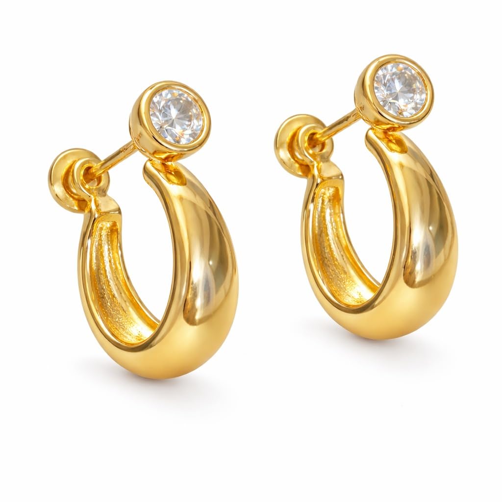 Men’s Gold Plated Hoop & Stud Earrings | Stylish Screw Back Earrings for Men & Boys | Minimal Fashion Jewelry for Daily Wear, Party & Casual Look