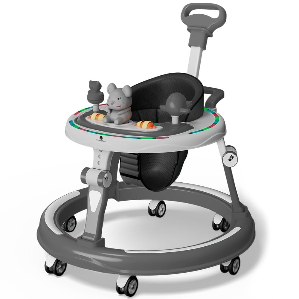 StarAndDaisy Walker for Kids for 6 to 18 Months, Intergrated RGB Lights Baby Walker Boys & Girls with 7 Level Height Adjustment, Walker Baby with Switchable Food & Musical Toy Tray (Blue)
