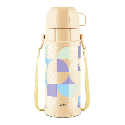Milton Eiffel 1000 Vacuum Insulated Thermos Flask with Strap to Carry, 910 ml, Long Hours Hot & Cold Water Bottle for Office, Hiking, Trekking, Travel, Black