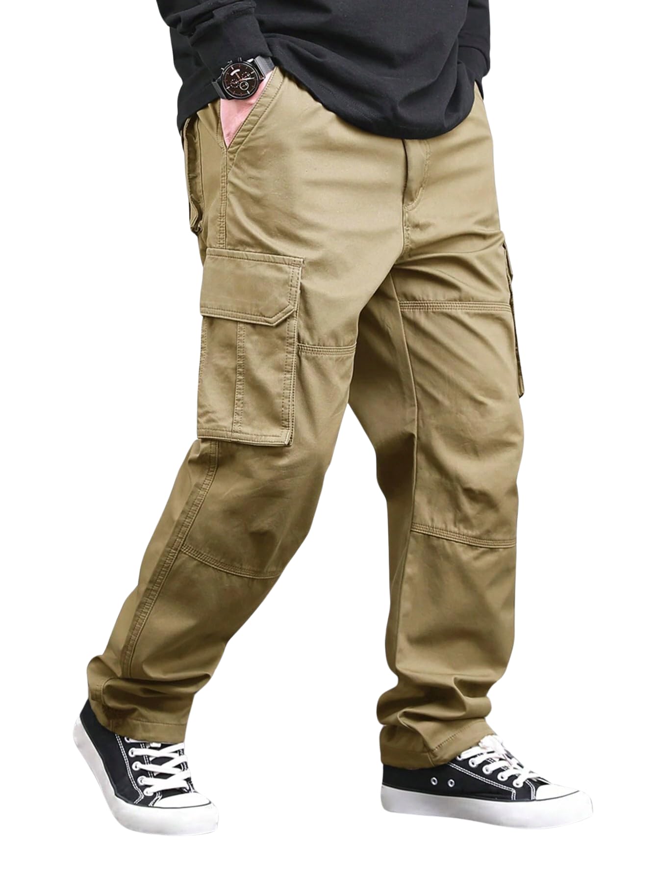 Lymio Cargo for Men | Cotton Cargo Pant | Drawstring Waist Pant (Also Available in Plus Sizes) (46-49)