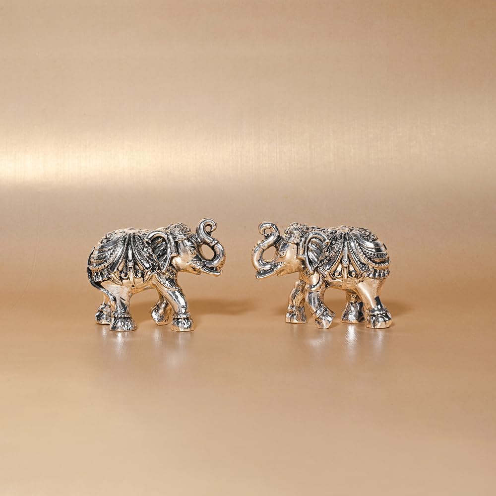 999 Silver Elephant Pair in Luxury Gift Box | Pure Silver Decorative Figurines | Perfect Auspicious Gift for Diwali, Weddings, Corporate Gifting, and Home Temple Decor