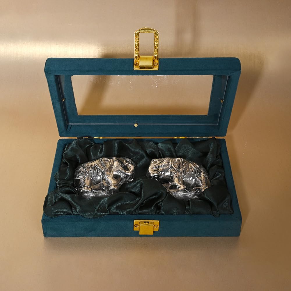999 Silver Elephant Pair in Luxury Gift Box | Pure Silver Decorative Figurines | Perfect Auspicious Gift for Diwali, Weddings, Corporate Gifting, and Home Temple Decor