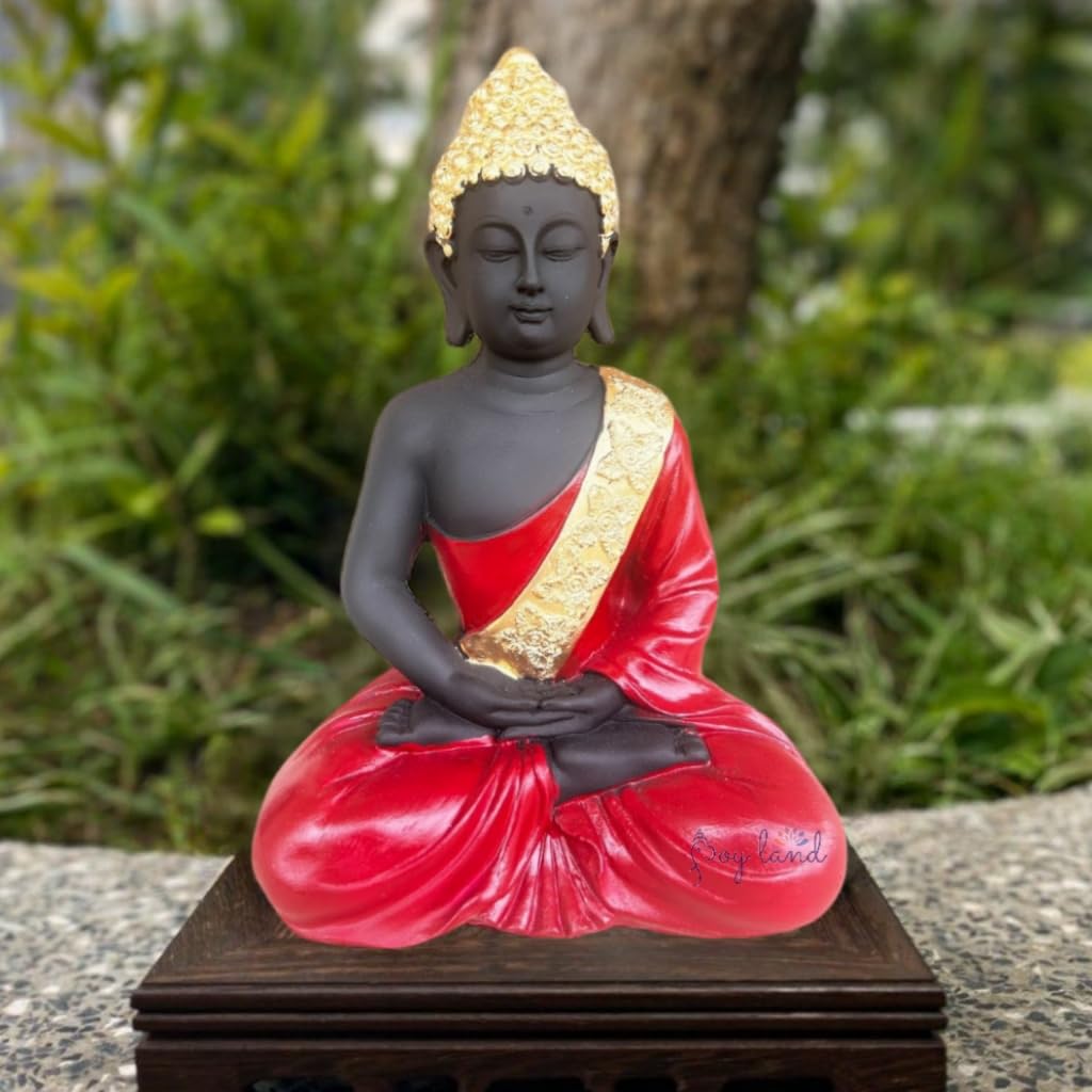 JOY LAND Gift Items Premium Rare Handcrafted Polymarble Statue Lord Figurine/Idol (White Polymarble Thinking Buddha)