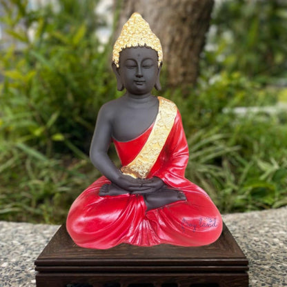 JOY LAND Gift Items Premium Rare Handcrafted Polymarble Statue Lord Figurine/Idol (White Polymarble Thinking Buddha)