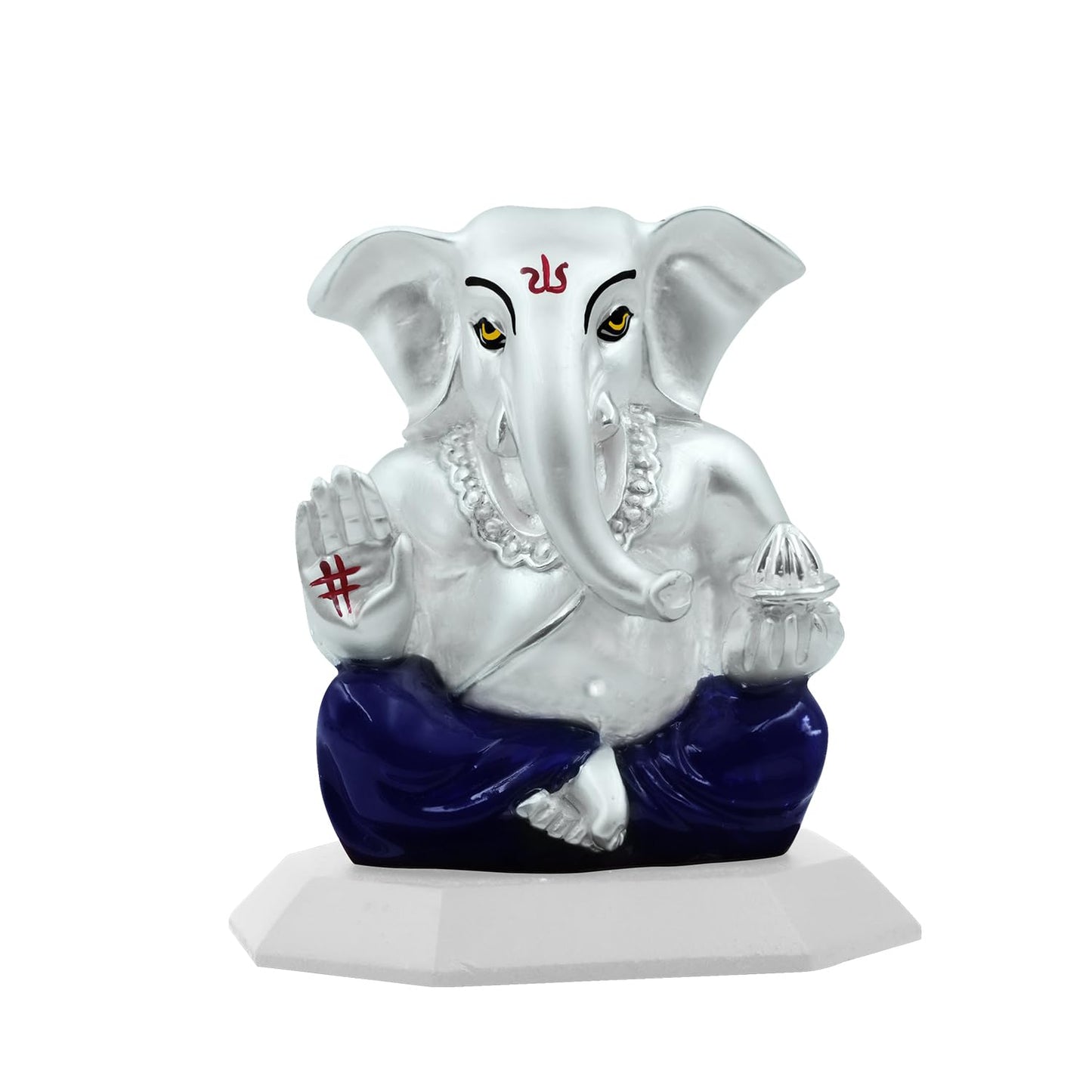 999 Silver Plated Lord Hanuman Ji Idol for Car Dashboard, Home Decor Showpiece, Puja|Religious Statue for Peace and Prosperity|Luxury Sculptures for Table Decor, Gift, Festival 6cmx6cmx9cm