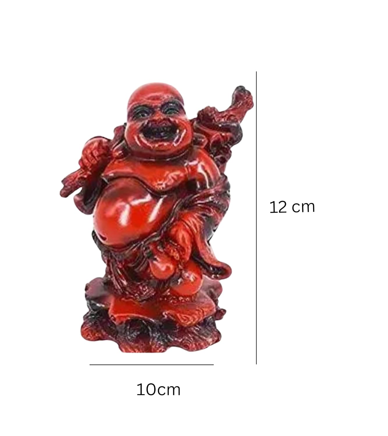 Premsons® Laughing Buddha Spiritual Living Feng Shui Showpiece with Wealth Pot in Hand Home Decoration Item Good Luck Money Success - Red