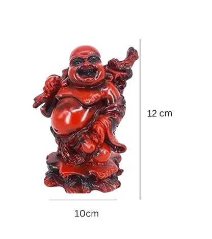 Premsons® Laughing Buddha Spiritual Living Feng Shui Showpiece with Wealth Pot in Hand Home Decoration Item Good Luck Money Success - Red