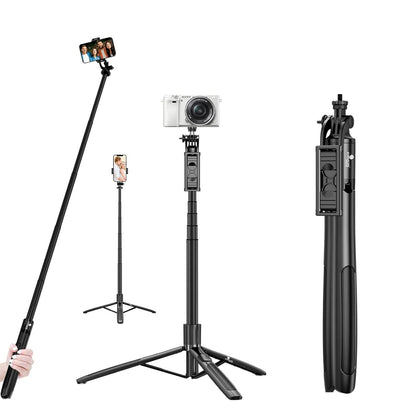 Kratos K9 Selfie Stick Tripod With Light, 67 inch /170CM Reinforced Tripod for Mobile Phone, Multi-Functional Bluetooth Long Selfie Stick for Travel,Vlogging,Compatible with iPhone and All Smartphones