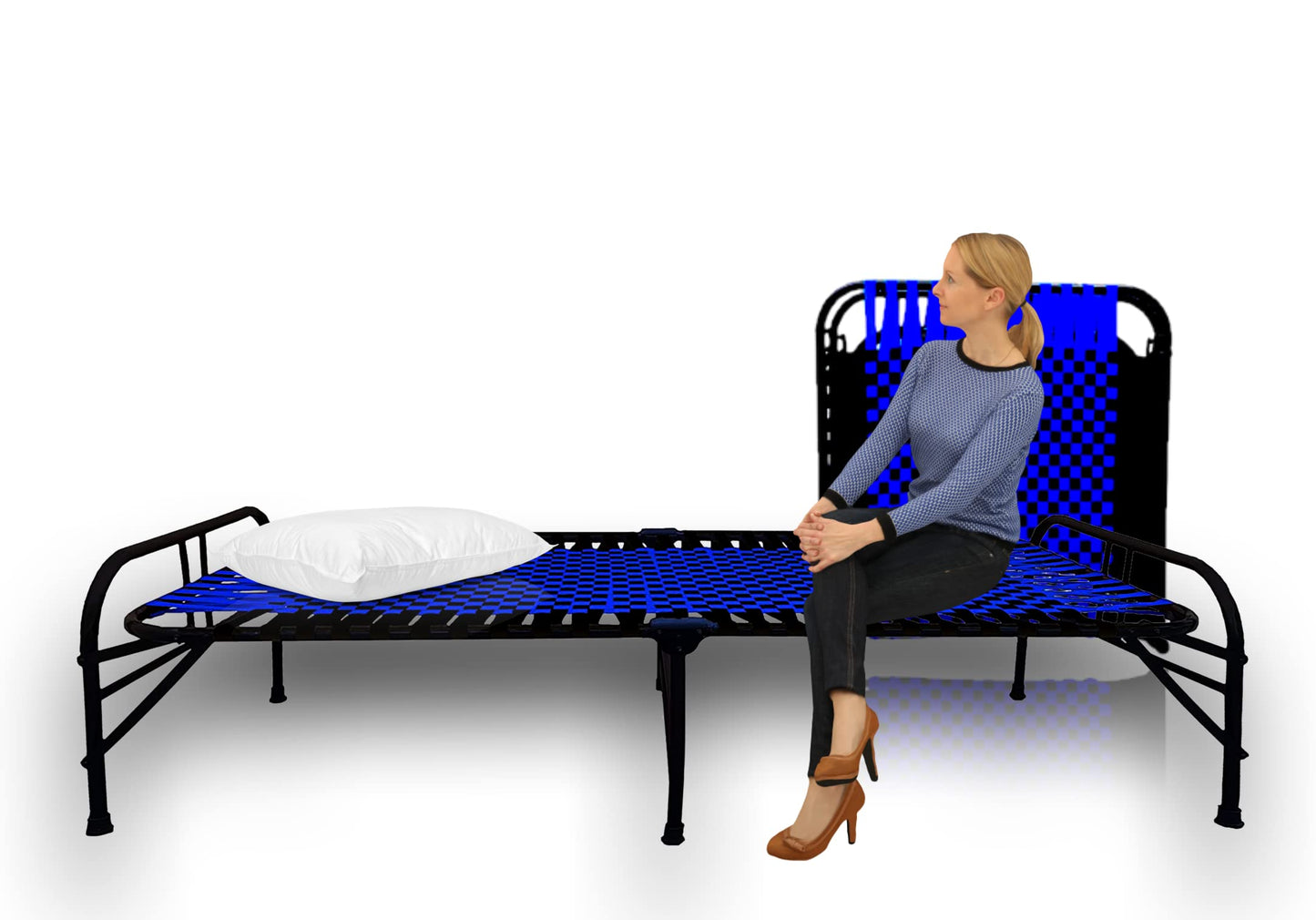 LUSTER Single Person Bed for Indoor & Outdoor Use, Lightweight, Comfortable, Design Holds Adults, Men, Women Kids Up to 310 Kgs (Blue Niwar Bed)