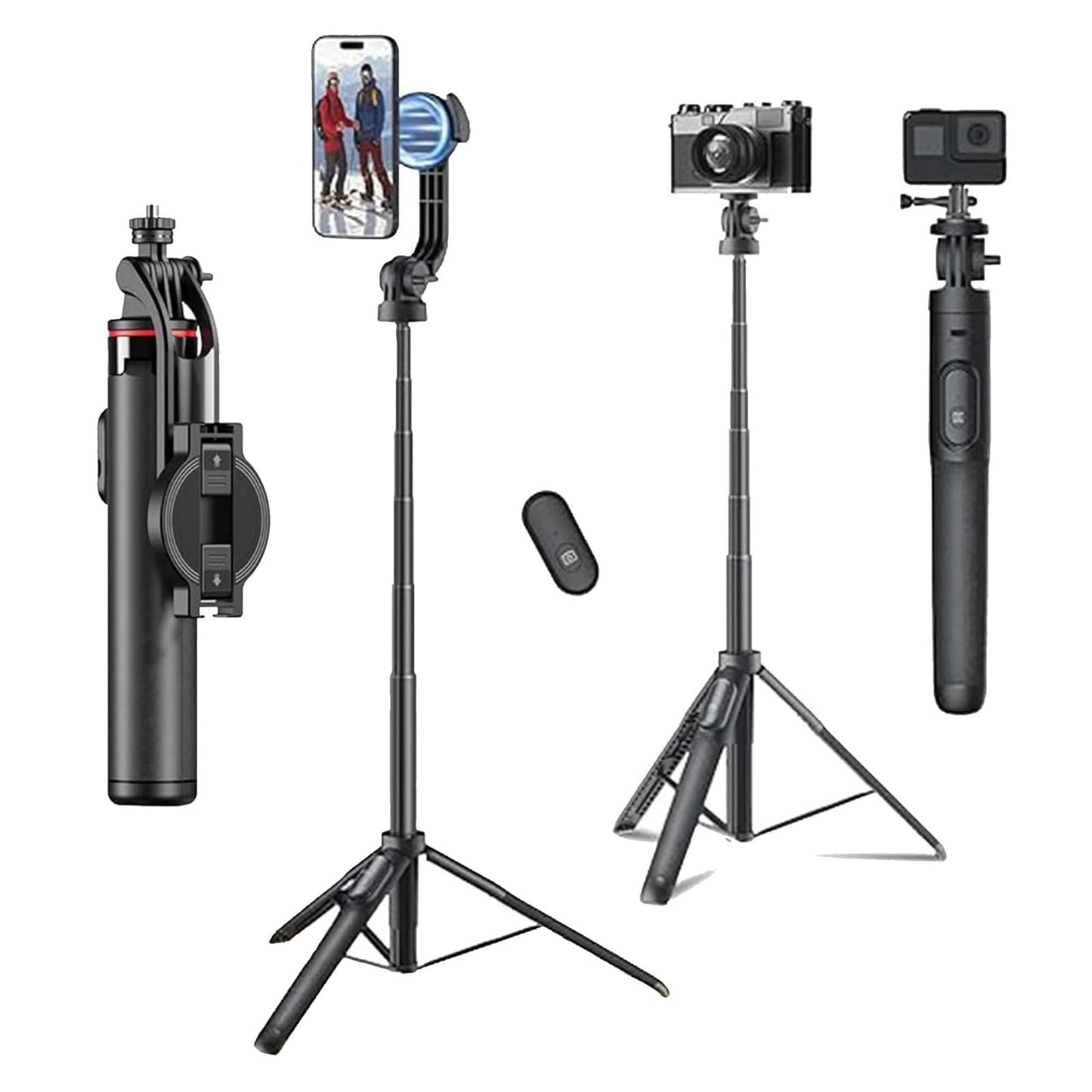 Kratos K9 Selfie Stick Tripod With Light, 67 inch /170CM Reinforced Tripod for Mobile Phone, Multi-Functional Bluetooth Long Selfie Stick for Travel,Vlogging,Compatible with iPhone and All Smartphones