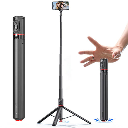 Kratos K9 Selfie Stick Tripod With Light, 67 inch /170CM Reinforced Tripod for Mobile Phone, Multi-Functional Bluetooth Long Selfie Stick for Travel,Vlogging,Compatible with iPhone and All Smartphones