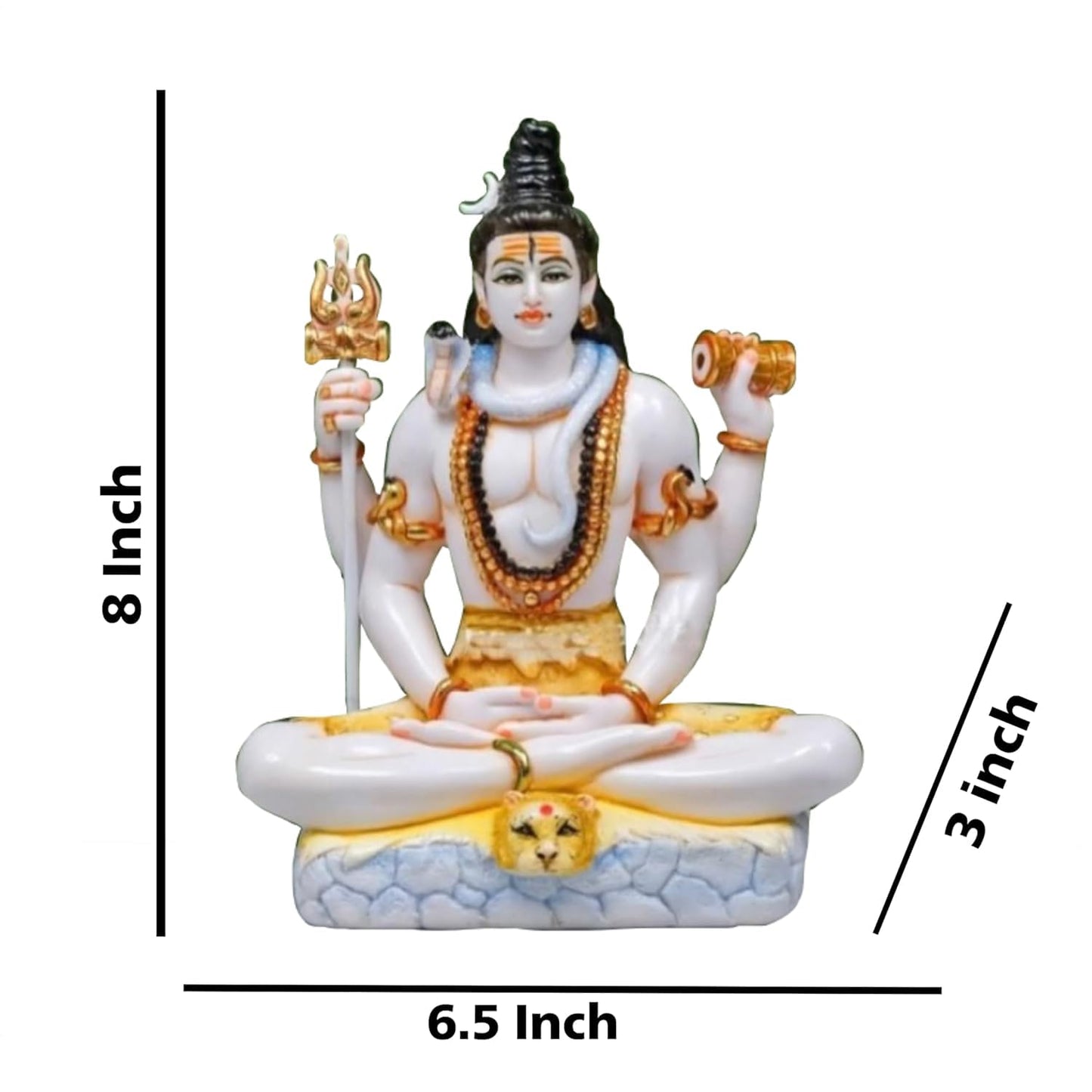 KRISHNAGALLERY1 Marble Dust Shiv Shhanker Bholenath Mahadev Murti Statue Idol for Home Poja Room Gifted Piece Office Decor Shiv Ji Murti Idol 8 Inches, Multi