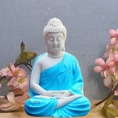 JOY LAND Set of 3 Premium Rare Handcrafted Polymarble Meditation/Dhyan Buddha Statue Lord Figurine/Idol (Multi, 5.5-inch)