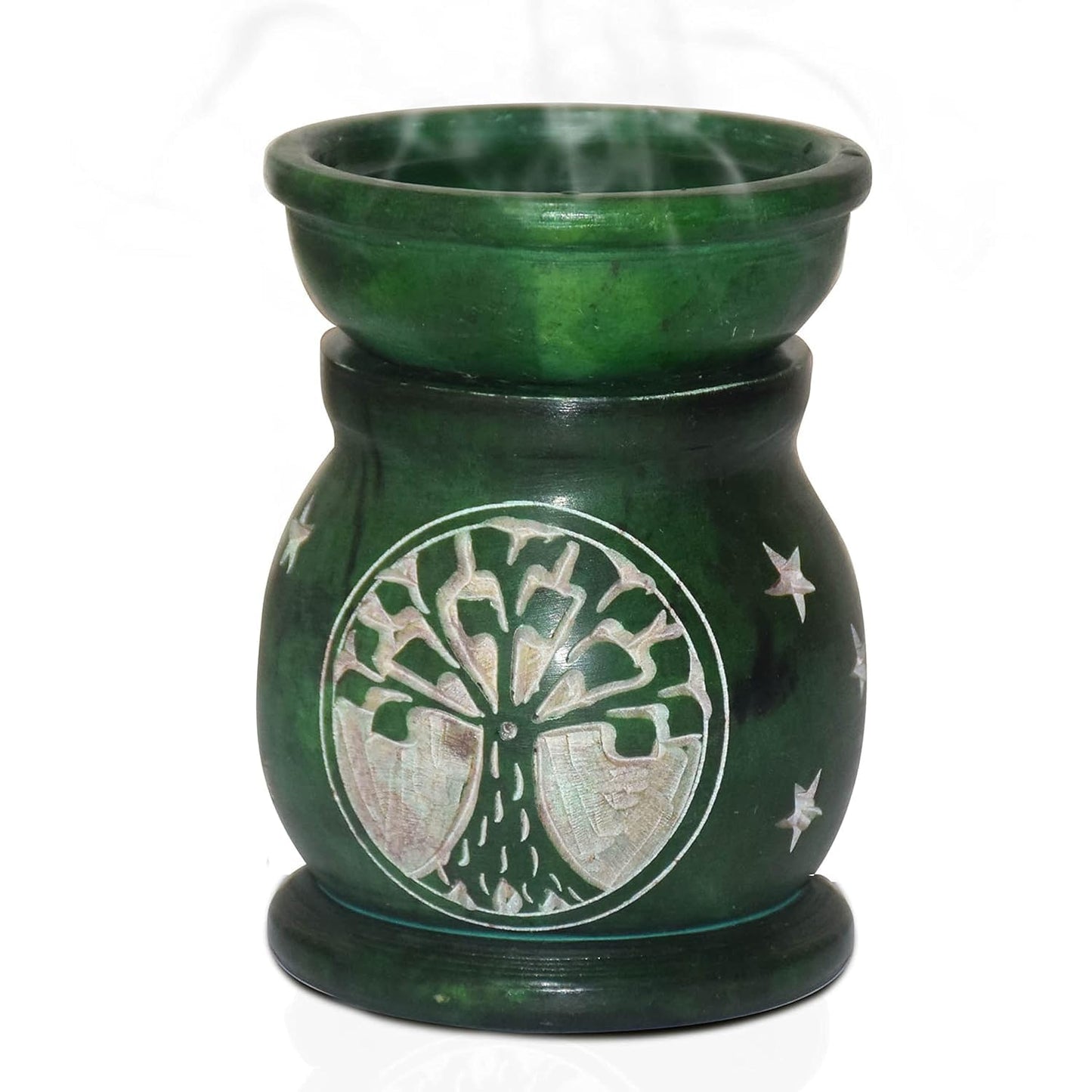 Pure Source India Floral Cut-Out Aroma Oil Burner – Ceramic Wax Melt Warmer with Tealight Holder