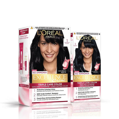 L'Oréal Paris Permanent Hair Colour, Radiant At-Home Hair Colour with up to 100% Grey Coverage, Pro-Keratin, Up to 8 Weeks of Colour, Excellence Crème, 3 Natural Darkest Brown, 72ml+100g