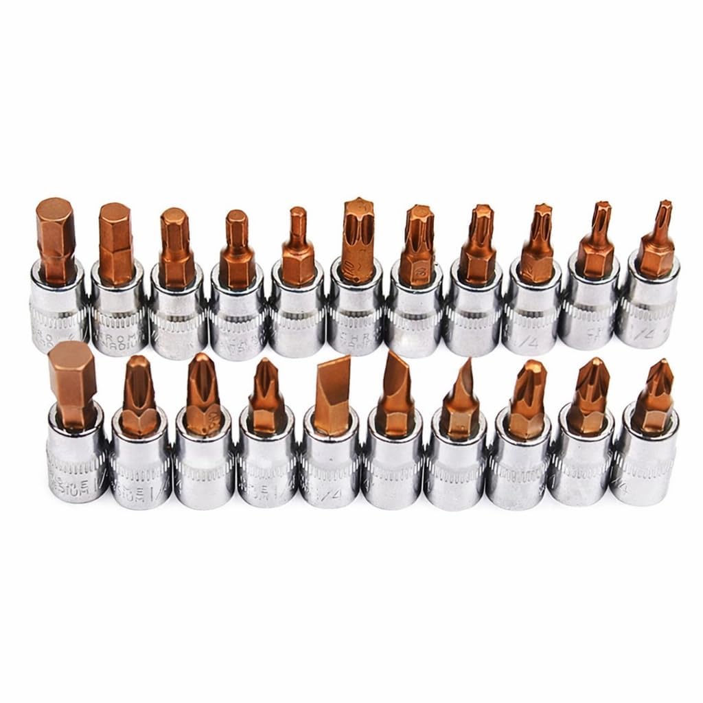 FBT 46Pcs 1/4 Inch Drive Box End Socket Set, Metric Ratchet Wrench Set With 4-14Mm Cr-V Sockets, S2 Bits,Extension Bars, Mechanic Tool Kits For Household Auto Repair (Blue), Chrome Vanadium Steel