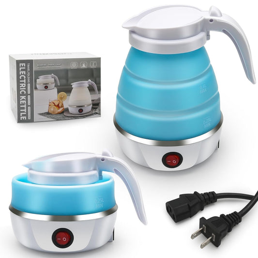 COLBEX Travel Kettle Electric Small Foldable Portable Kettle,Silicone Collapsible Heating Water Boiler Tea Pot for Camping,Easy for Storage with Separable Power Cord (Assorted Color)