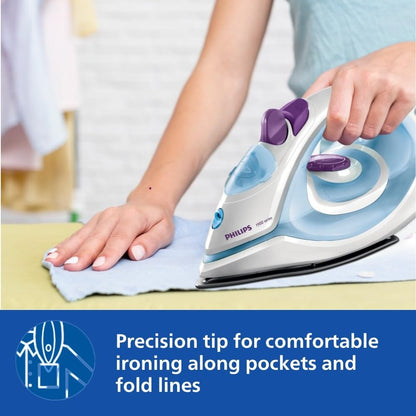 Philips Steam Iron GC1905/21 (World no. 1 Ironing Brand) – Black non-stick soleplate, Powerful 17gm/min steam output & 1300 W Quick heat-up