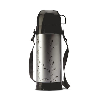 Milton Eiffel 1000 Vacuum Insulated Thermos Flask with Strap to Carry, 910 ml, Long Hours Hot & Cold Water Bottle for Office, Hiking, Trekking, Travel, Black