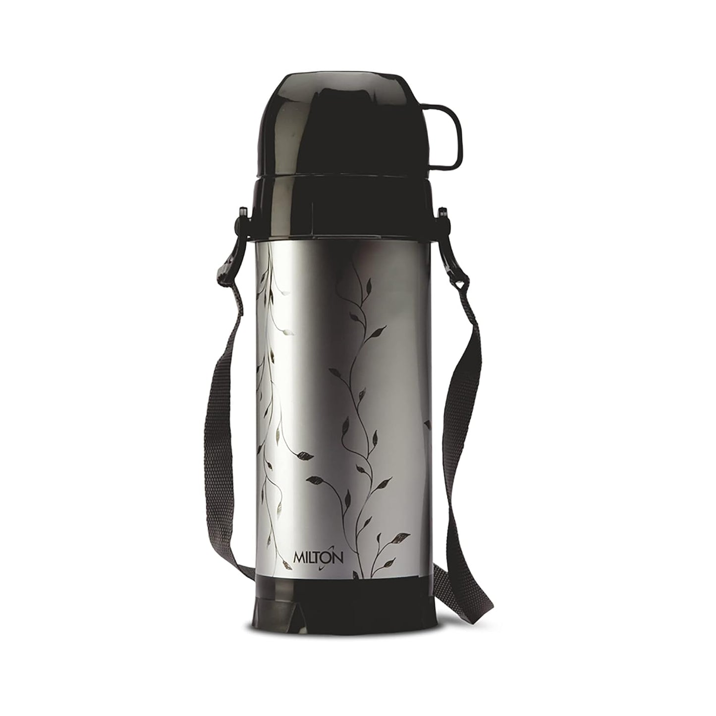 Milton Eiffel 1000 Vacuum Insulated Thermos Flask with Strap to Carry, 910 ml, Long Hours Hot & Cold Water Bottle for Office, Hiking, Trekking, Travel, Black