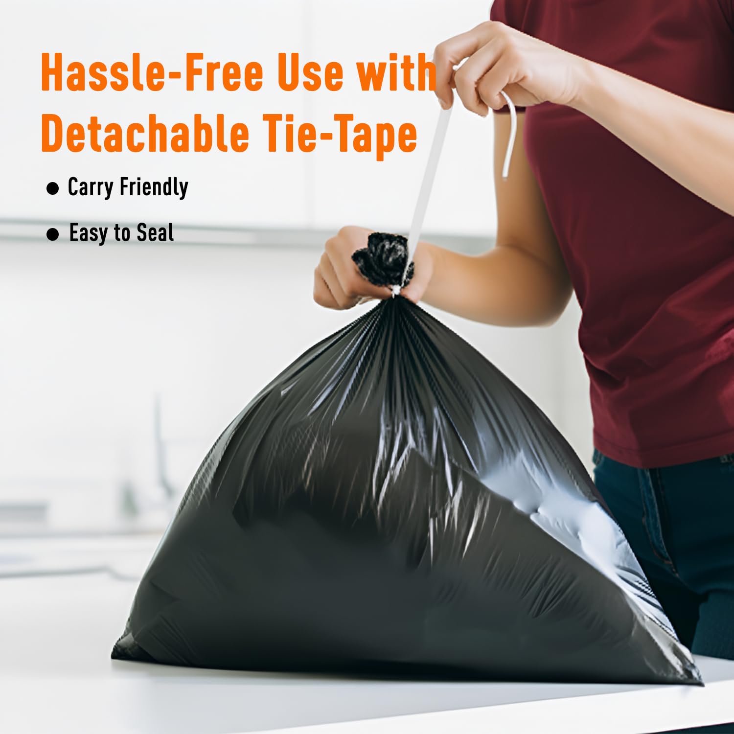 Amazon Brand - Presto! Garbage Bags | Medium | 180 Count | 30 Bags X 6 Rolls | 19 X 21 Inches | For Dry & Wet Waste | Black