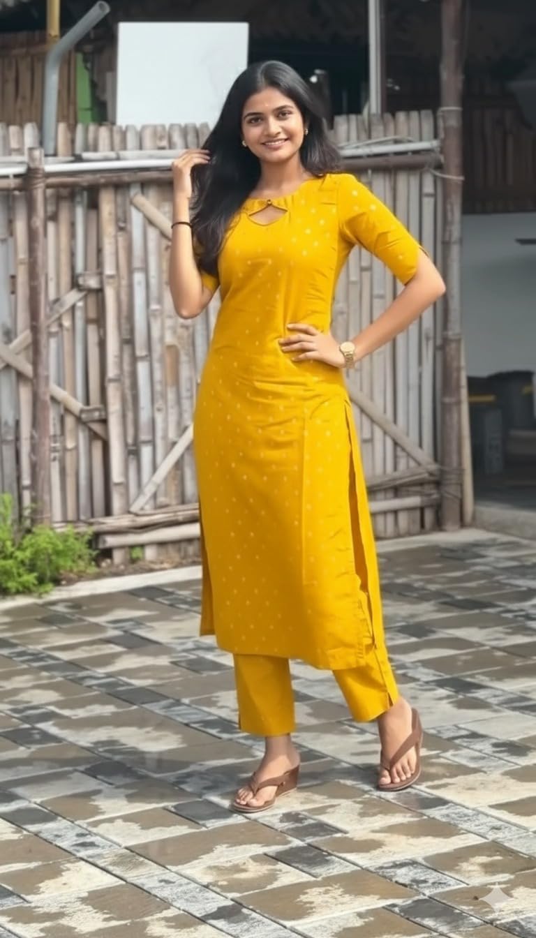 ANNI Designer Women's Viscose Straight Printed Kurta with Pant | Ethnic Indian Kurta Set | Round Neck Keyhole Design | Elbow Sleeve Traditional Dress | Office Occasion Outfit