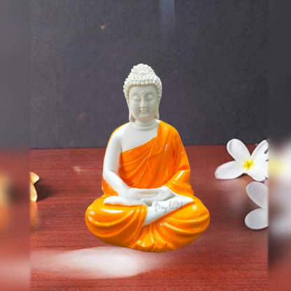 JOY LAND Gift Items Premium Rare Handcrafted Polymarble Statue Lord Figurine/Idol (White Polymarble Thinking Buddha)
