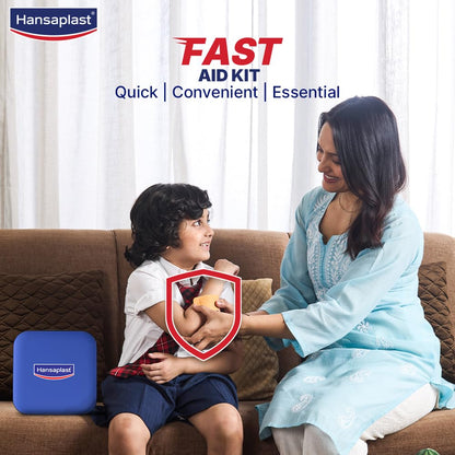 Hansaplast Fast Aid Kit | Emergency Medical Kit for Home, Office, Travel, Car, Sports, Outdoor | Multi-Use Pack for Cuts, Wounds & Injuries | Lightweight & Compact | 9 Items - 38 Pieces