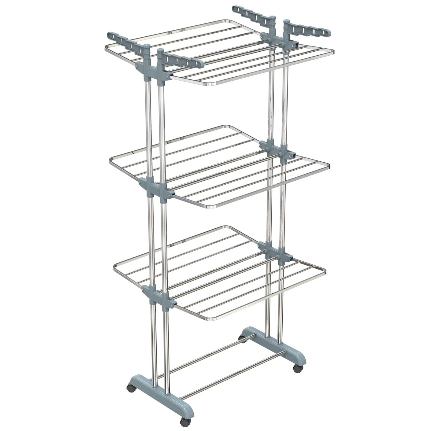 LiMETRO STEEL Stainless Steel Foldable Cloth Dryer Stand Double Rack Cloth Stands for Drying Clothes Steel (Cross), 120x54x4 cm