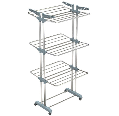 LiMETRO STEEL Stainless Steel Foldable Cloth Dryer Stand Double Rack Cloth Stands for Drying Clothes Steel (Cross), 120x54x4 cm