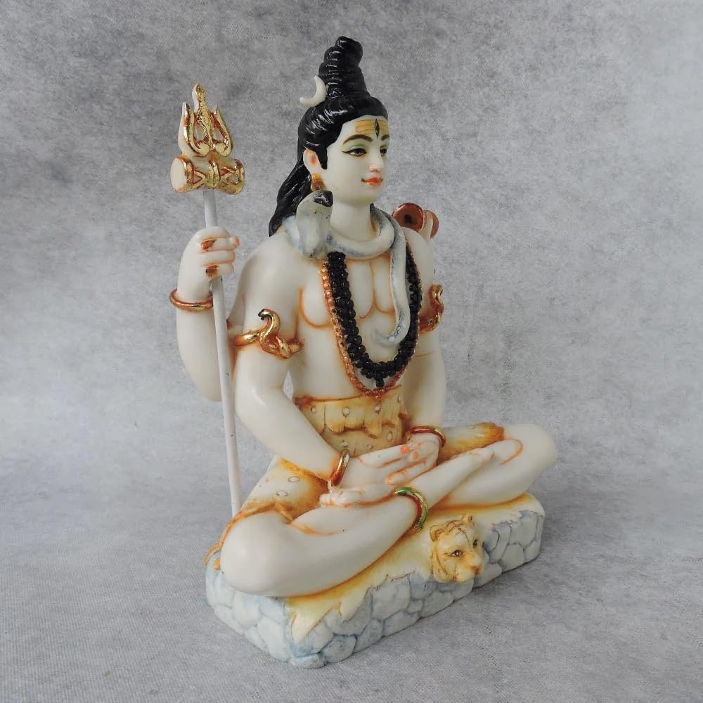 KRISHNAGALLERY1 Marble Dust Shiv Shhanker Bholenath Mahadev Murti Statue Idol for Home Poja Room Gifted Piece Office Decor Shiv Ji Murti Idol 8 Inches, Multi