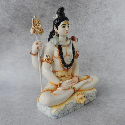 KRISHNAGALLERY1 Marble Dust Shiv Shhanker Bholenath Mahadev Murti Statue Idol for Home Poja Room Gifted Piece Office Decor Shiv Ji Murti Idol 8 Inches, Multi