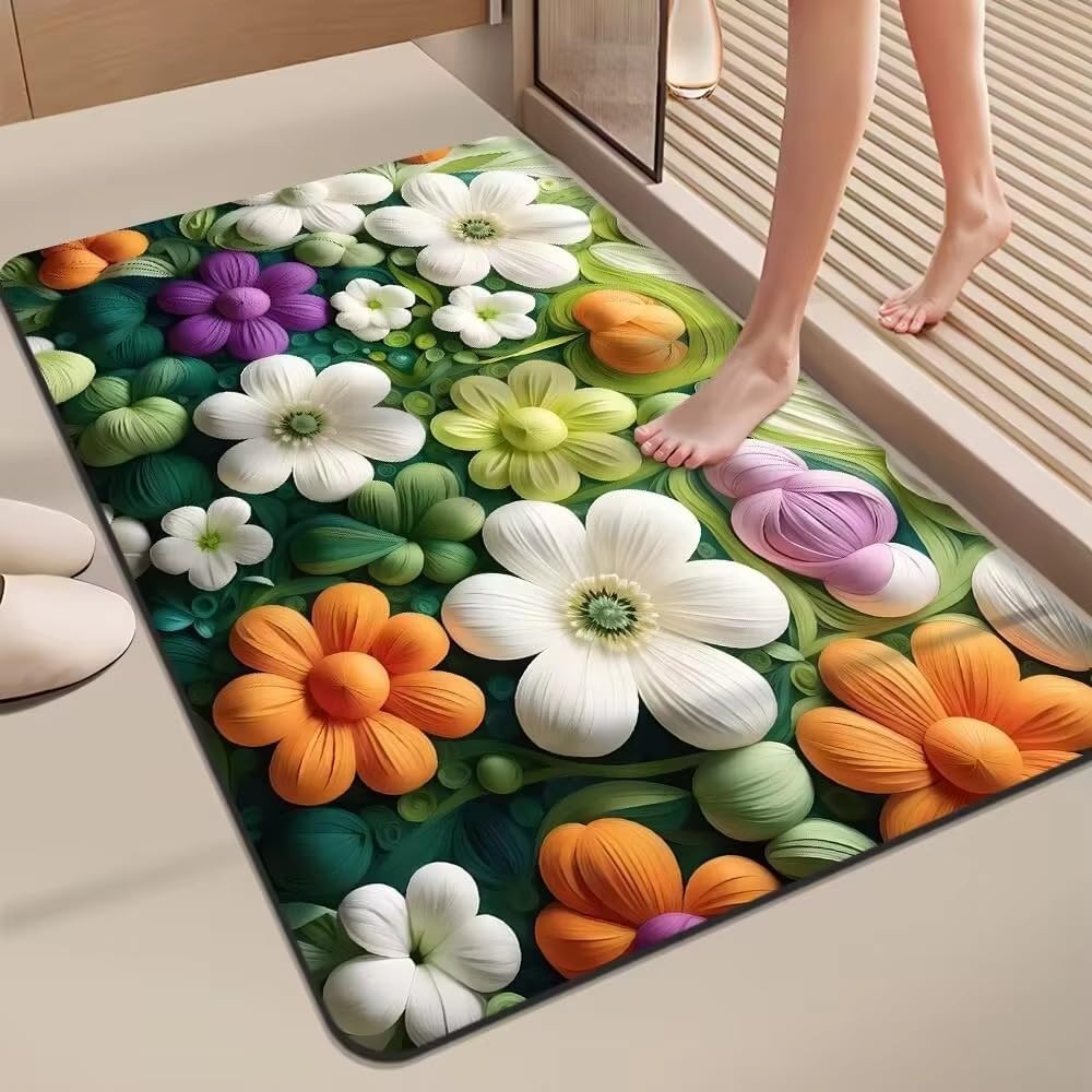 SKVM Water Absorbent mat for Bathroom Kitchen Floor Door Entrance Anti Slip for Floor Foot Anti Skid Bathroom Shower mat (Design 16)