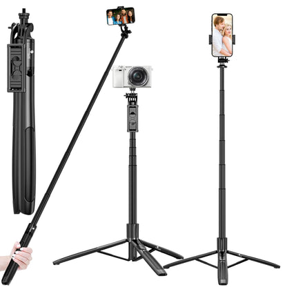 Kratos K9 Selfie Stick Tripod With Light, 67 inch /170CM Reinforced Tripod for Mobile Phone, Multi-Functional Bluetooth Long Selfie Stick for Travel,Vlogging,Compatible with iPhone and All Smartphones