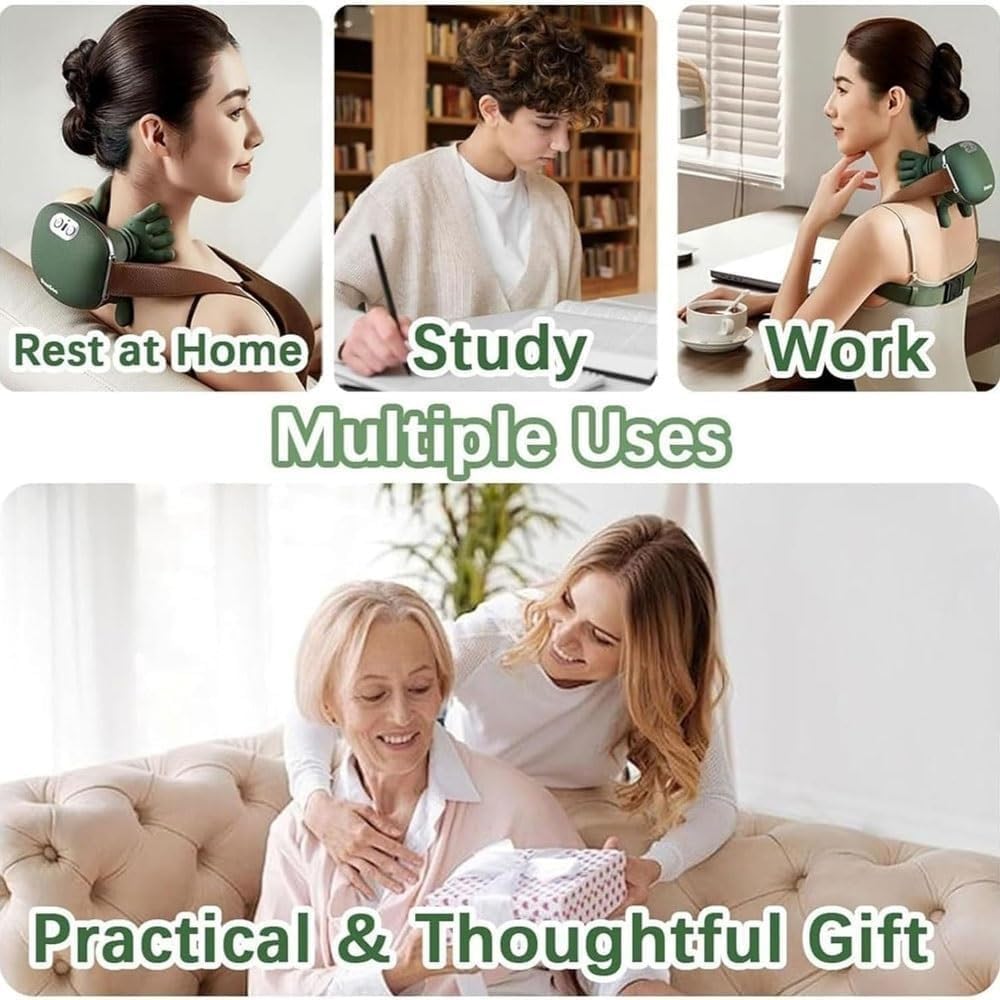 Neck Massager for Cervical Pain Neck and Shoulder Massager Machine Wireless Heated Neck Massager & Shoulder Massager Portable Electric Body Massager for Back-JE