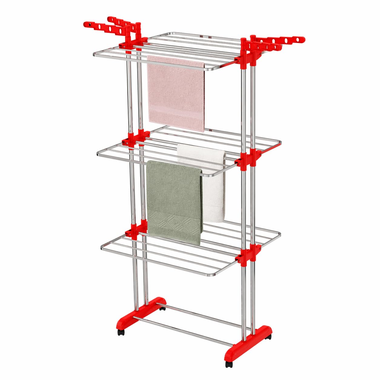LiMETRO STEEL Stainless Steel Foldable Cloth Dryer Stand Double Rack Cloth Stands for Drying Clothes Steel (Cross), 120x54x4 cm