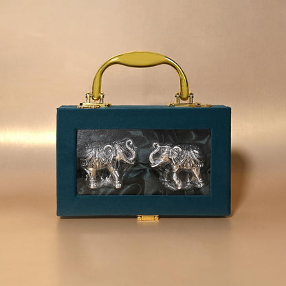 999 Silver Elephant Pair in Luxury Gift Box | Pure Silver Decorative Figurines | Perfect Auspicious Gift for Diwali, Weddings, Corporate Gifting, and Home Temple Decor