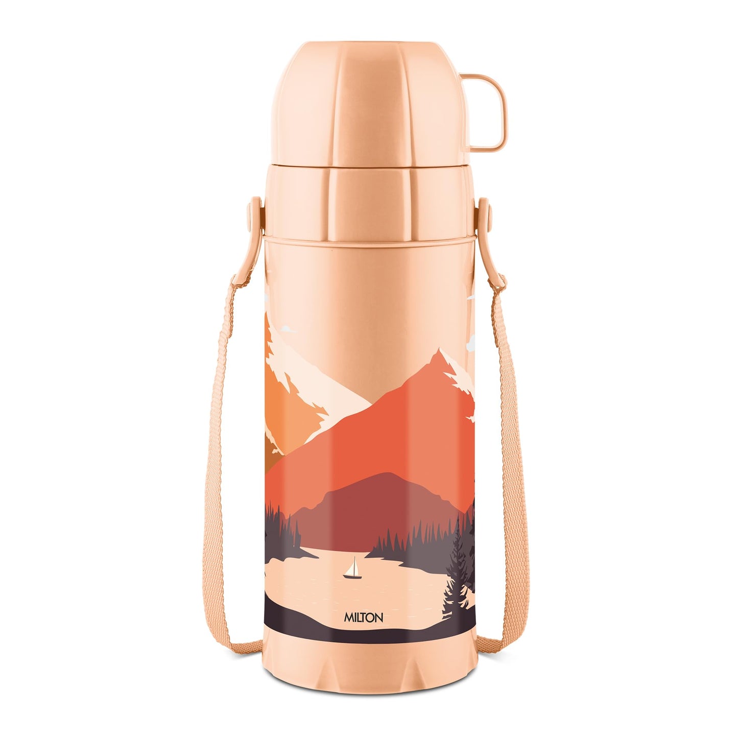 Milton Eiffel 1000 Vacuum Insulated Thermos Flask with Strap to Carry, 910 ml, Long Hours Hot & Cold Water Bottle for Office, Hiking, Trekking, Travel, Black